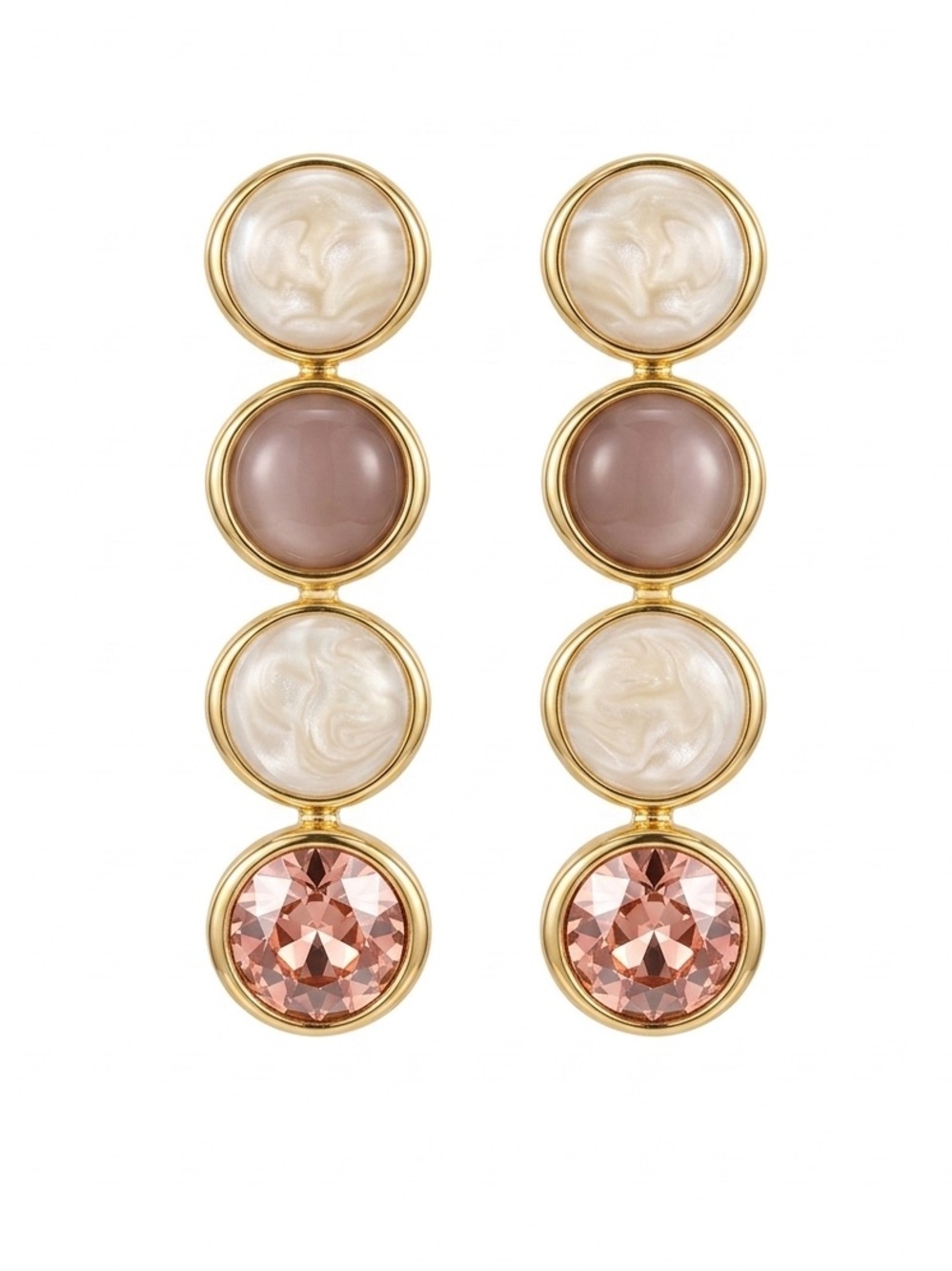 Limited Edition 14k Gold Plated Drop Earrings Australian Crystal Dusty Pink